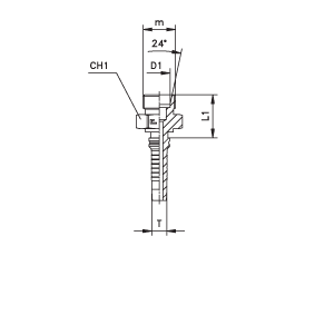 Фитинги для РВД DKO-S Interlock наружная резьба, конус 24°, ISO 8434-1 806001 DN=19 - фото 126446