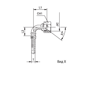 Фитинги РВД JIC Interlock, внутренняя резьба, фиксированная накидная гайка, угол 90°, конус 74°, ISO 8434-2 (SAE J514) 806601 DN=19 - фото 126531