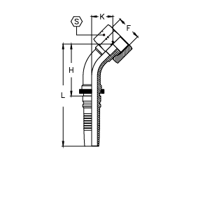 Фитинги РВД ORFS Interlock, внутренняя резьба, угол 45°, накидная гайка CH1212FRS45B DN=19 - фото 127114