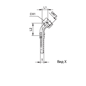 Фитинги РВД ORFS Interlock, внутренняя резьба, угол 45°, обжатая/накидная гайка, ISO 8434-3 (SAE J1453) 807701 DN=19 - фото 127118