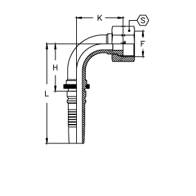 Фитинги РВД ORFS Interlock, внутренняя резьба, угол 90°, накидная гайка CH1212FRS90B DN=19 - фото 127122