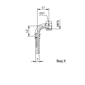 Фитинги РВД ORFS Interlock, внутренняя резьба, угол 90°, обжатая/накидная гайка, ISO 8434-3 (SAE J1453) 807601 DN=19 - фото 127126