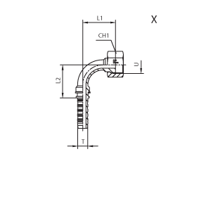 Фитинги РВД ORFS, внутренняя резьба, угол 90°, обжатая/накидная гайка, ISO 8434-3 (SAE J1453) 804401 DN=6 - фото 127299