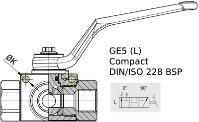Кран 3-х ходовой шаровый BSP 3/8" DN 10 P=500 L-обр. compact с отверстиями для монтажа - фото 135193