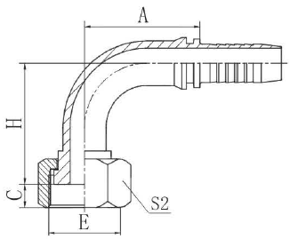 Фитинг DN 16 ORFS 27x1.5 (90) (накидная гайка) - фото 137007