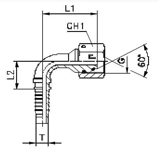 Фитинг DN 10 BSP (Г) 1/2 (90)  (штифтованная гайка) (o-ring) - фото 140679