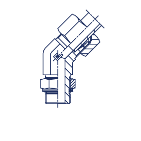 Адаптер угловой 45° под кольцо DS38 BSP 1-1/2" в сборе - фото 144777