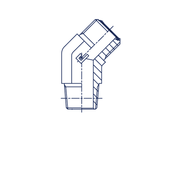 Ввертной угловой фитинг 45° ORFS 13/16" на NPTF 1/2" - фото 145073