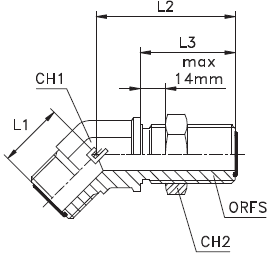 Переборочный угловой адаптер 45° ORFS 11/16" D10 - фото 145834