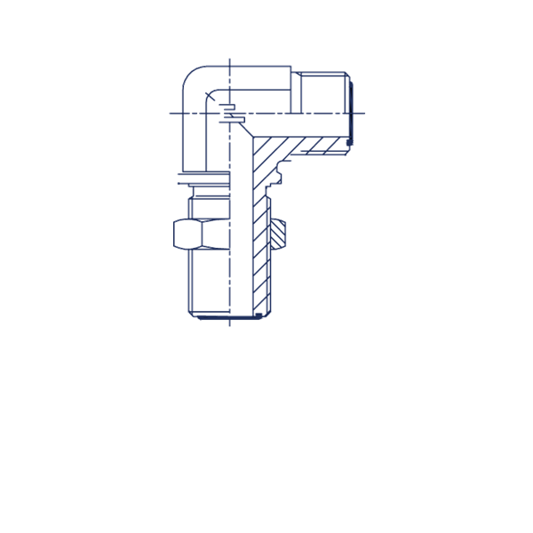 Переборочный угловой адаптер 90° ORFS 11/16" D10 - фото 145849