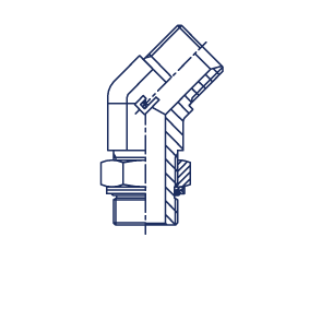 Переходник угловой 45° BSP 3/8"(Г)-BSP 1/4"(Г) - фото 146269