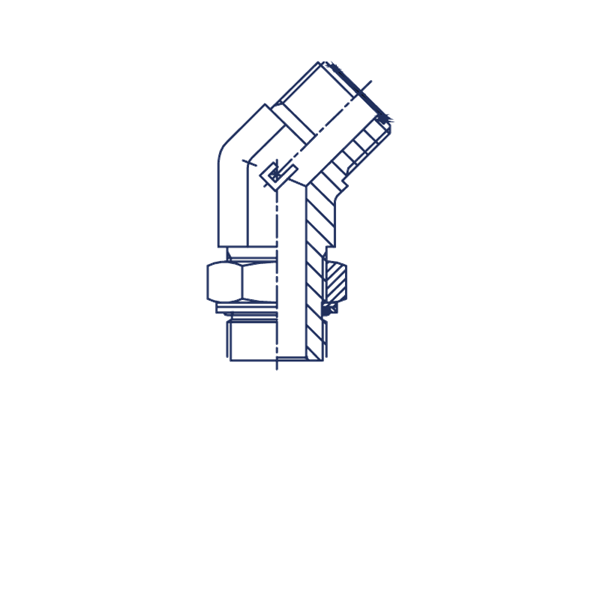 Удлиненный переходник 45° ORFS 13/16"(Г)-UNF 3/4"(Г) - фото 148111