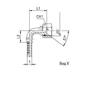 Фитинг JIC угловой 90° DN06 9/16" (Г), артикул 802055 - фото 148802