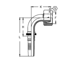 Фитинги DKO-S Interlock внутренняя резьба, конус 24°, O'RING, угол 90°, накидная гайка CH12FOS20S90B DN=19