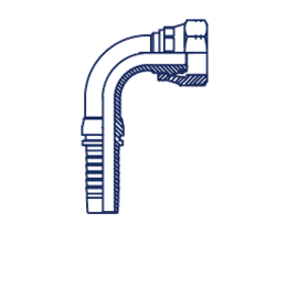 Фитинги для РВД DKO-L внутренняя резьба, угол 90°, обжатая гайка, конус 24° 20491-36-16-PM DN=25