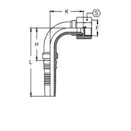 Фитинги РВД JIC Interlock, внутренняя резьба, конус 37°, угол 90°, гайка Tieffe, SAE J516, ISO 12151-5 CH1212FIS90B DN=19