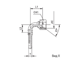 Фитинги РВД JIC Interlock, внутренняя резьба, фиксированная накидная гайка, угол 90°, конус 74°, ISO 8434-2 (SAE J514) 806605 DN=25