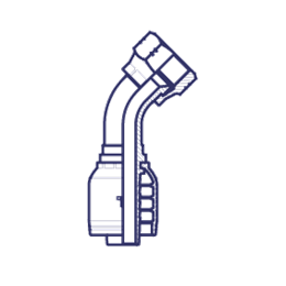 Фитинги РВД JIC, внутренняя резьба, конус 37°, угол 45°, обжатая гайка, серия H HX1612FIP45 DN=25