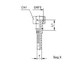 Фитинги РВД ORFS Interlock, внутренняя резьба, обжатая/накидная гайка, ISO 8434-3 (SAE J1453) 807501 DN=19