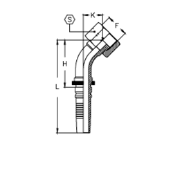 Фитинги РВД ORFS Interlock, внутренняя резьба, угол 45°, накидная гайка CH1212FRS45B DN=19