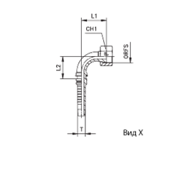 Фитинги РВД ORFS Interlock, внутренняя резьба, угол 90°, обжатая/накидная гайка, ISO 8434-3 (SAE J1453) 807601 DN=19