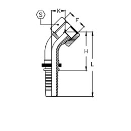 Фитинги РВД ORFS, внутренняя резьба, угол 45°, накидная гайка CX1212FRS45 DN=19