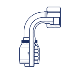 Фитинги РВД ORFS, внутренняя резьба, угол 90°, укороченная накидная гайка, серия H HX0810FRS90C DN=12,5