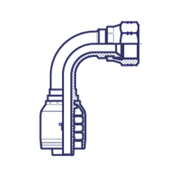 Фитинги РВД SAE, внутренняя резьба, конус 45°, угол 90°, обжатая гайка, SAE J513, серия H HX1212FJP90 DN=20
