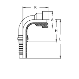 Фланец SUPERCAT, угол 90° CX1616YP90 DN=25