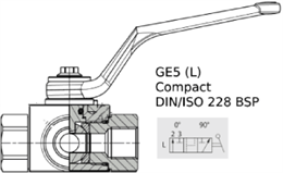 Кран 3-х ходовой шаровый BSP 1/2" DN 12 P=500 L-обр.compact с отверстиями для монтажа