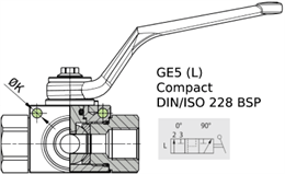 Кран 3-х ходовой шаровый BSP 3/8" DN 10 P=500 L-обр. compact с отверстиями для монтажа