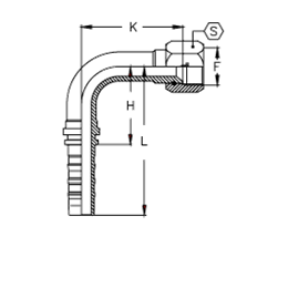 Фитинг DN 20 JIC (Г) 1.1/16 (90) CS удлинен. К=96