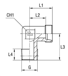 Ввертной угловой штуцер 90° DL18 BSPT 1/2" (корпус)