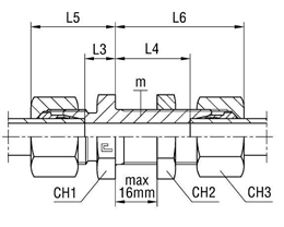 Переборочный прямой соединитель DL22 M30x2 в сборе