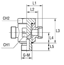 Т-образный штуцер под кольцо JTE DL18 M22x1.5