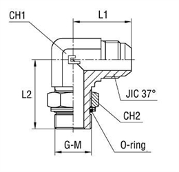 Угловой переходник 90° JIC 9/16"(Г)-M14x1.5(Г)