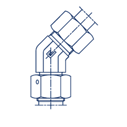 Угловой фитинг 45° под кольцо DS12 M20x1.5 (корпус)