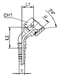 Фитинг JIC угловой 45° DN06 9/16" штифтованный