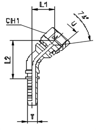 Фитинг JIC угловой 45° DN12 7/8" (Г)