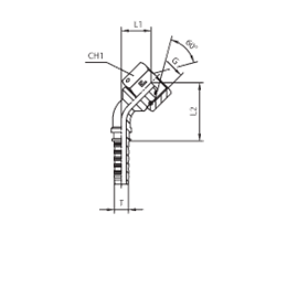 Фитинг JIC угловой 45° DN50 2-1/2" штифтованный
