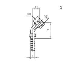 Фитинг ORFS угловой 45° DN38 2" (Г)