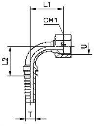 Фитинг ORFS угловой 90° DN20 1-7/16" (Г)