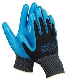 Перчатки NORDBERG маслобензостойкие, черная основа / синее покрытие NPG1508BB