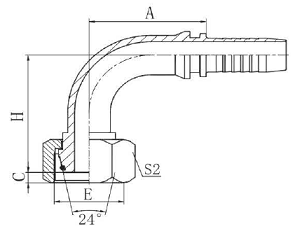 Фитинг DN 06 DKO-L (Г) 14x1.5 8 (90)  накидная гайка, CH17
