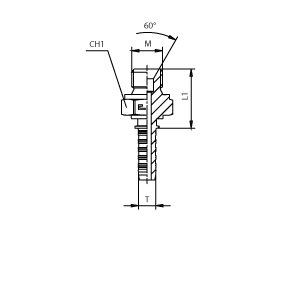 Фитинги для РВД DKM наружная резьба, конус 60°, ISO 8434-6 (BSI 5200) 803401 DN=5