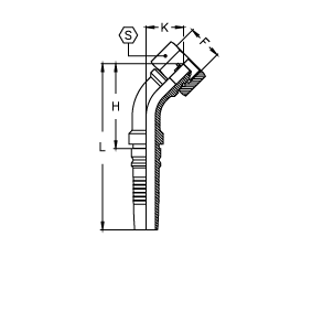 Фитинги BSP Interlock внутренняя резьба, конус 60°, O-RING, угол 45°, гайка Tieffe, BS 5200, ISO 12151-6 CH1212FGSO45B DN=19