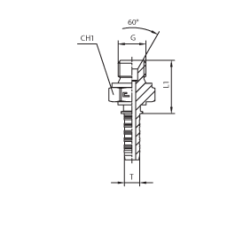 Фитинги для РВД BSP наружная резьба, конус 60°, ISO 8434-6 (BS 5200) 802601 DN=5