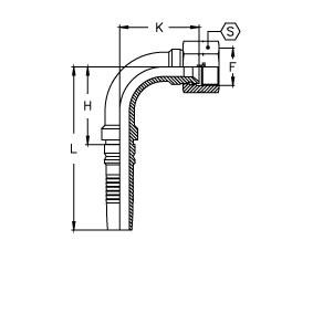 Фитинги РВД JIC Interlock, внутренняя резьба, конус 37°, угол 90°, гайка Tieffe, SAE J516, ISO 12151-5 CH1212FIS90B DN=19
